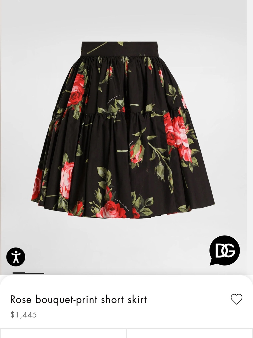 Dolce & Gabbana Black Skirt with Red Rose Print